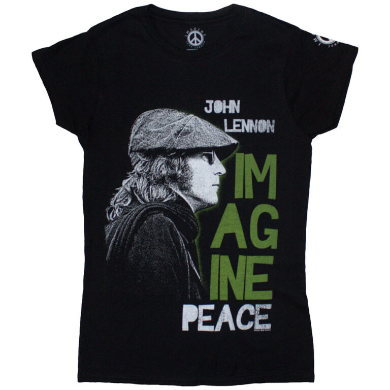 John Lennon Imagine Peace Black Ladies T-Shirt