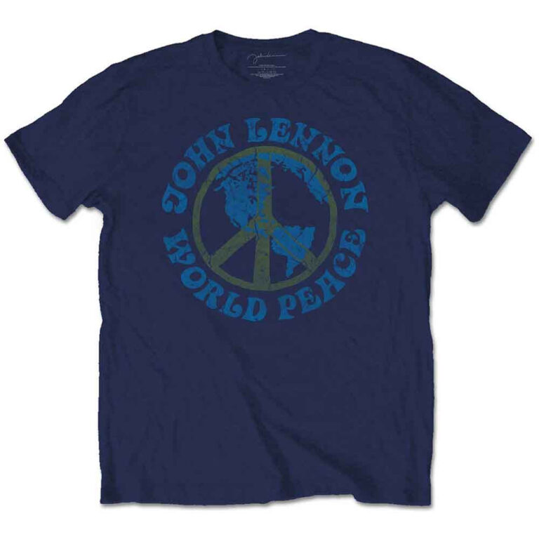 John Lennon World Peace Navy Blue T-Shirt