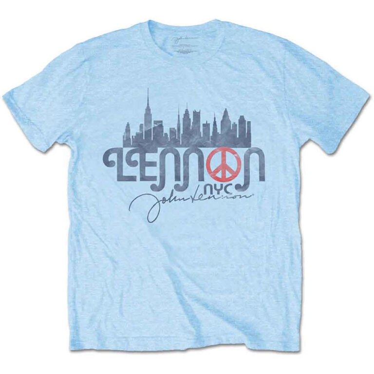 John Lennon New York City Skyline Light Blue T-Shirt