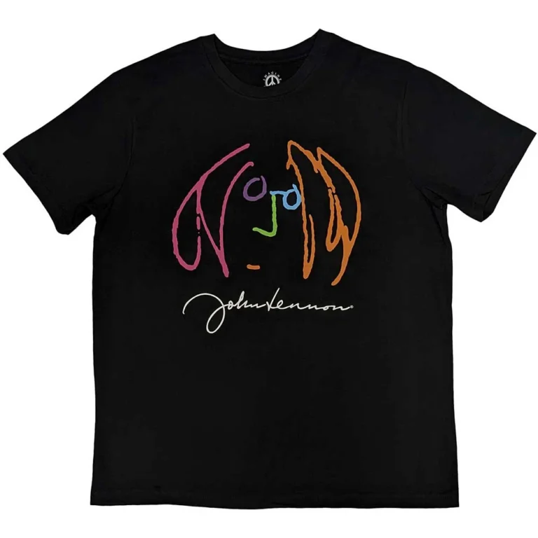 John Lennon Self Portrait Full Colour Black T-Shirt