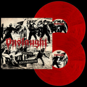 Onslaught - ORIGINS OF AGGRESSION (PHD EXCLUSIVE SANITY RED-BLACK MARBLED + AUTOGRAPH CARD) Vinyl Double Album