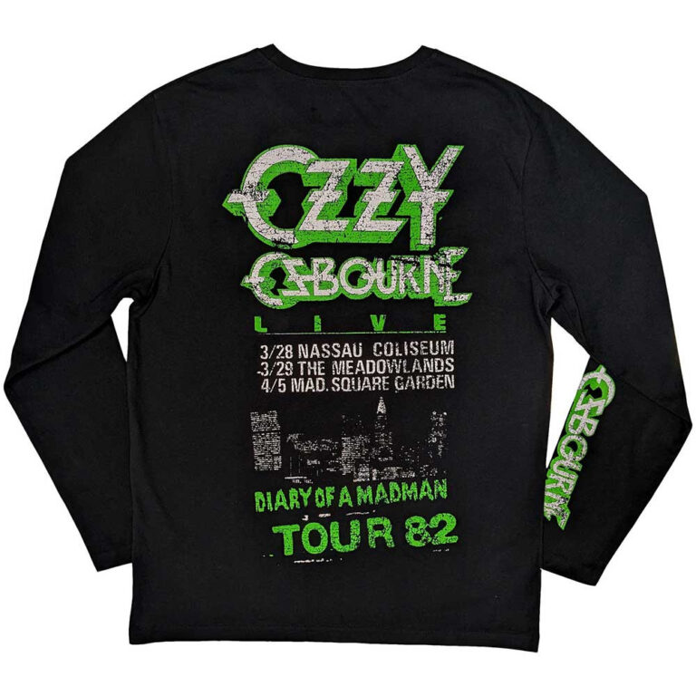 Ozzy Osbourne Madman Loose (Black) (Back & Sleeve Print) Long Sleeve T-Shirt