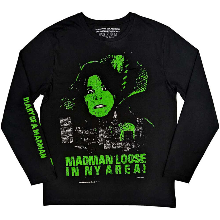Ozzy Osbourne Madman Loose (Black) (Back & Sleeve Print) Long Sleeve T-Shirt
