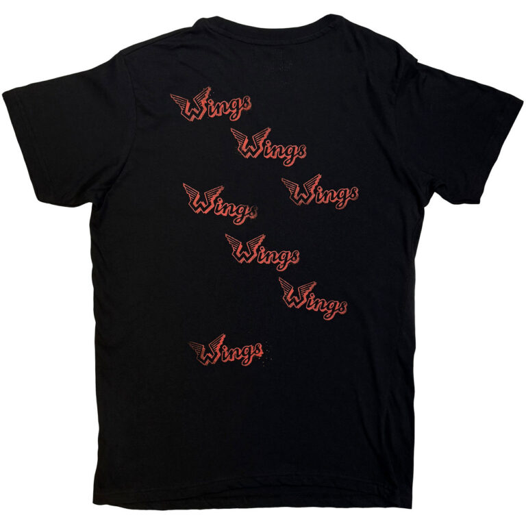 Paul McCartney Unisex T-Shirt : Wings Collage Black Back Print T-Shirt