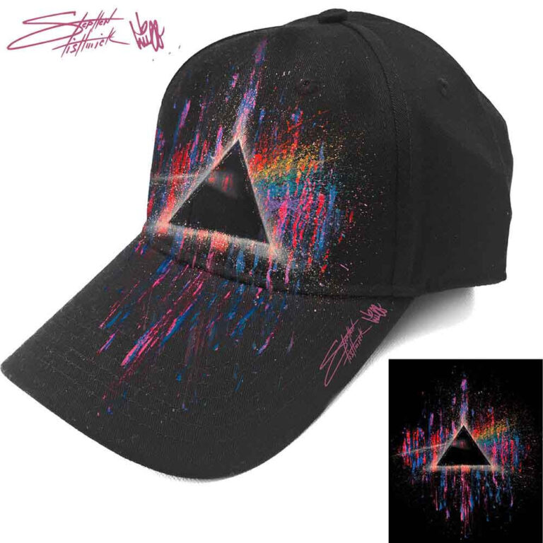 Pink Floyd Dark Side of the Moon Pink Splatter Black Baseball Cap
