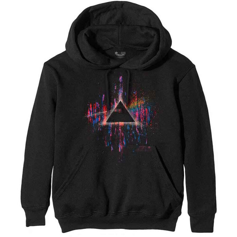 Pink Floyd Dark Side of the Moon Pink Splatter Black Pullover Hoodie