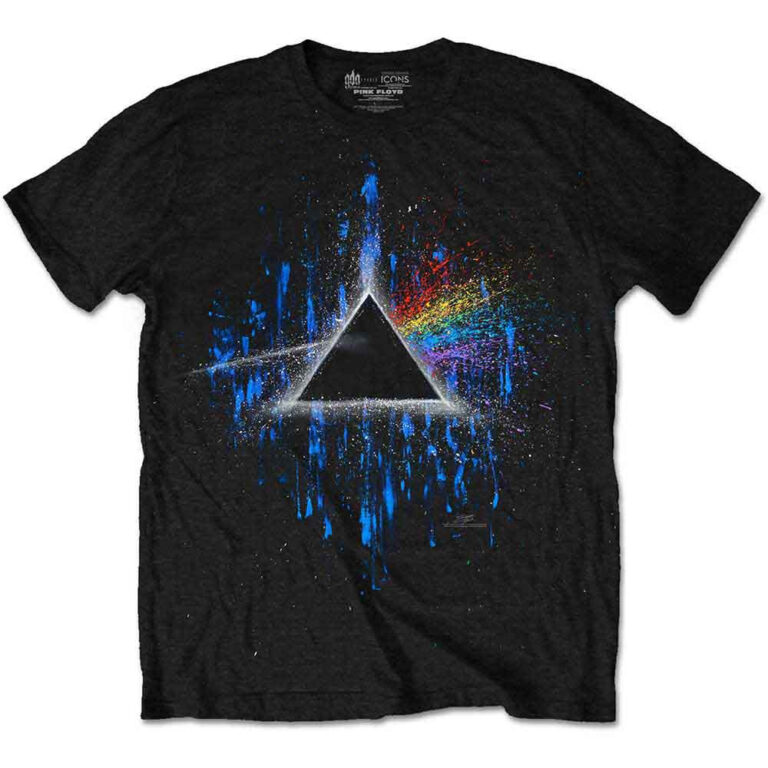 Pink Floyd Dark Side of the Moon Blue Splatter Black T-Shirt