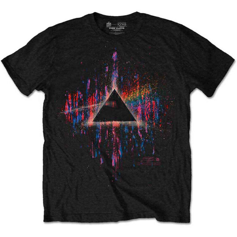 Pink Floyd Dark Side of the Moon Pink Splatter Black T-Shirt