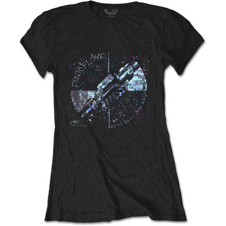 Pink Floyd Machine Greeting Blue Black Ladies T-Shirt