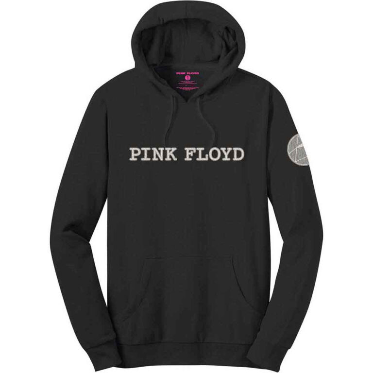Pink Floyd Logo & Prism Applique Black Embellished Pullover Hoodie
