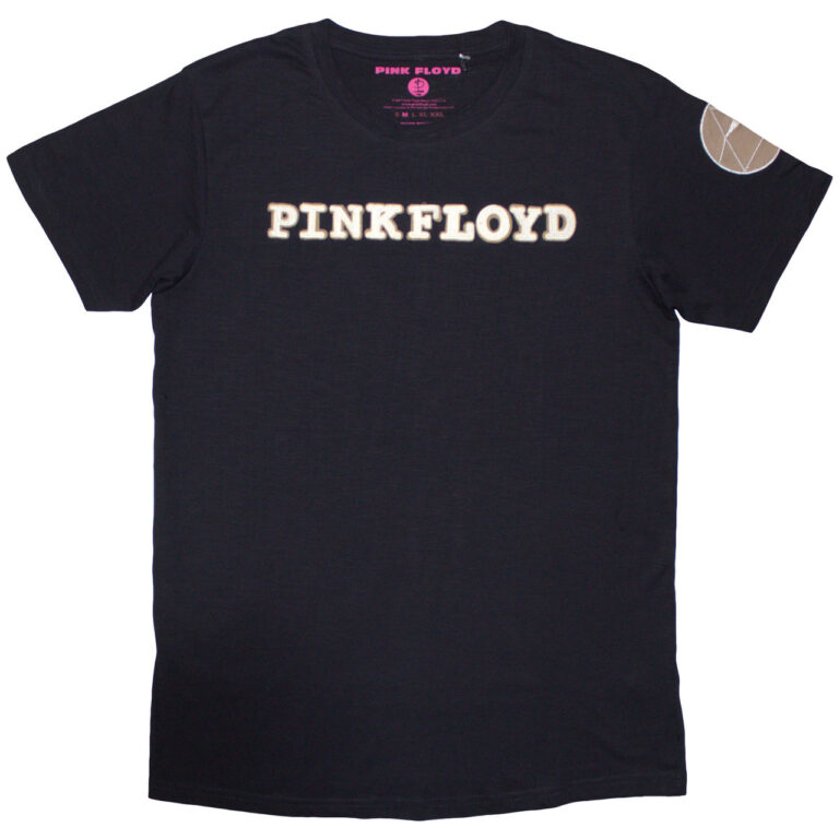 Pink Floyd Logo & Prism Applique Navy Blue Embellished T-Shirt