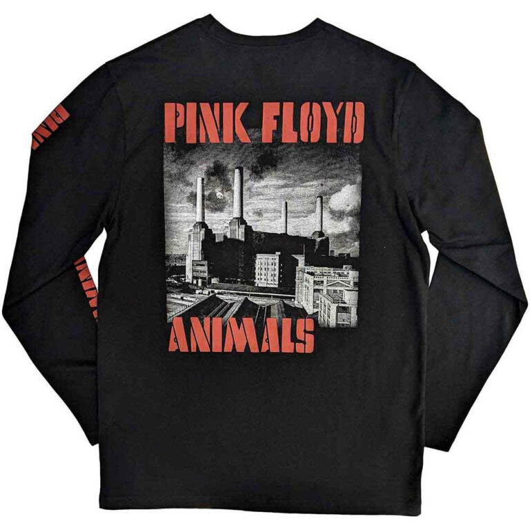 Pink Floyd Animals B&W Black Back & Sleeve Print Long Sleeve T-Shirt