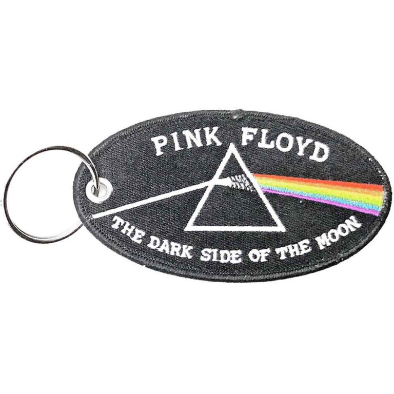 Pink Floyd Patch Dark Side of the Moon Oval Black Border Double Sided Keychain