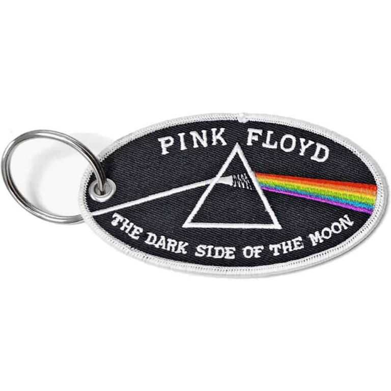 Pink Floyd Patch Dark Side of the Moon Oval White Border Double Sided Keychain