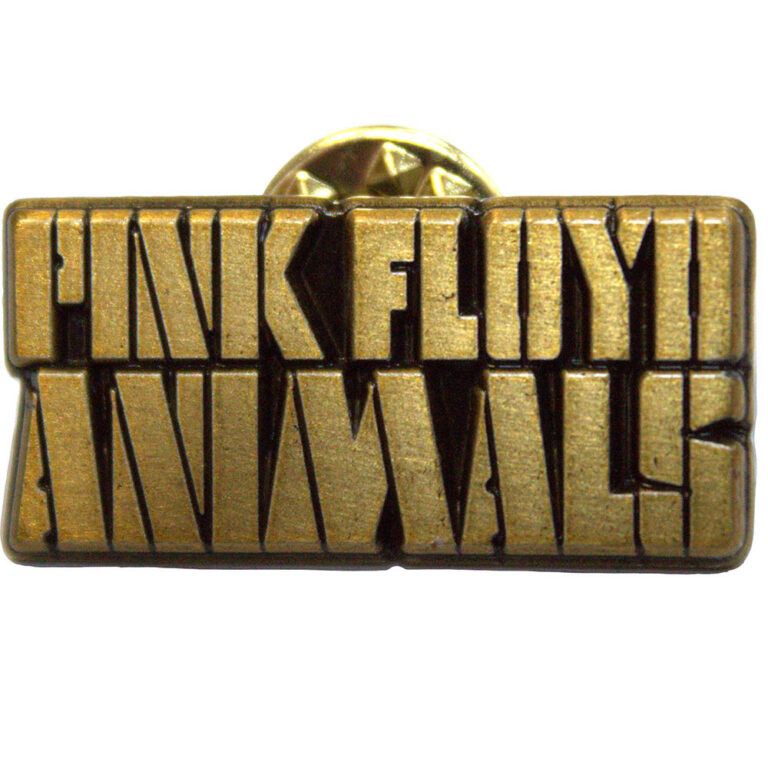 Pink Floyd Animals Gold Text Logo Pin Badge