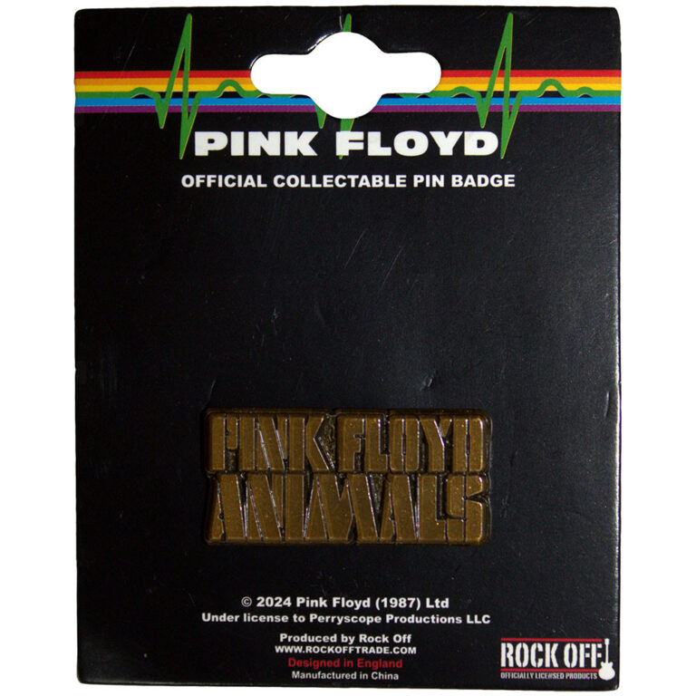 Pink Floyd Animals Gold Text Logo Pin Badge