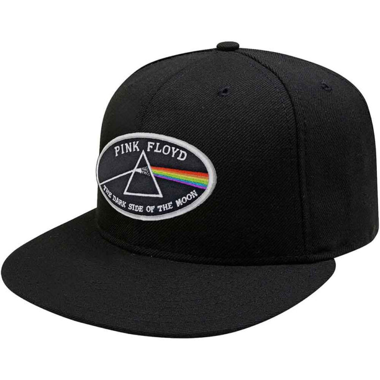 Pink Floyd The Dark Side of the Moon White Border Black Snapback Cap