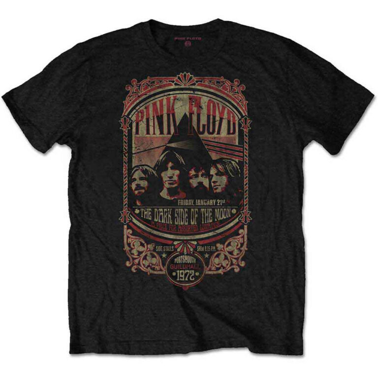 Pink Floyd Portsmouth 1972 Black T-Shirt