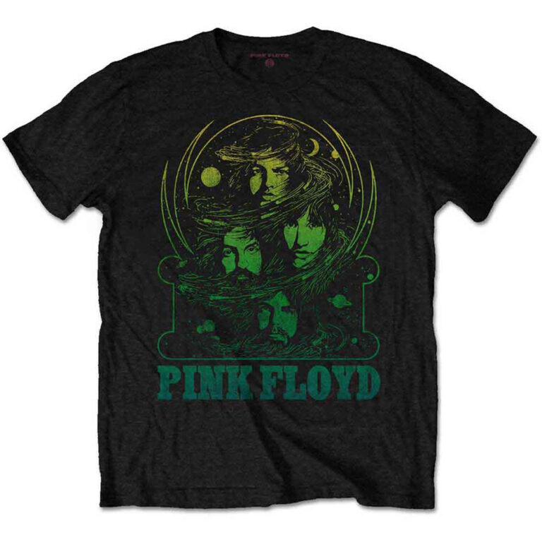 Pink Floyd Green Swirl Black T-Shirt