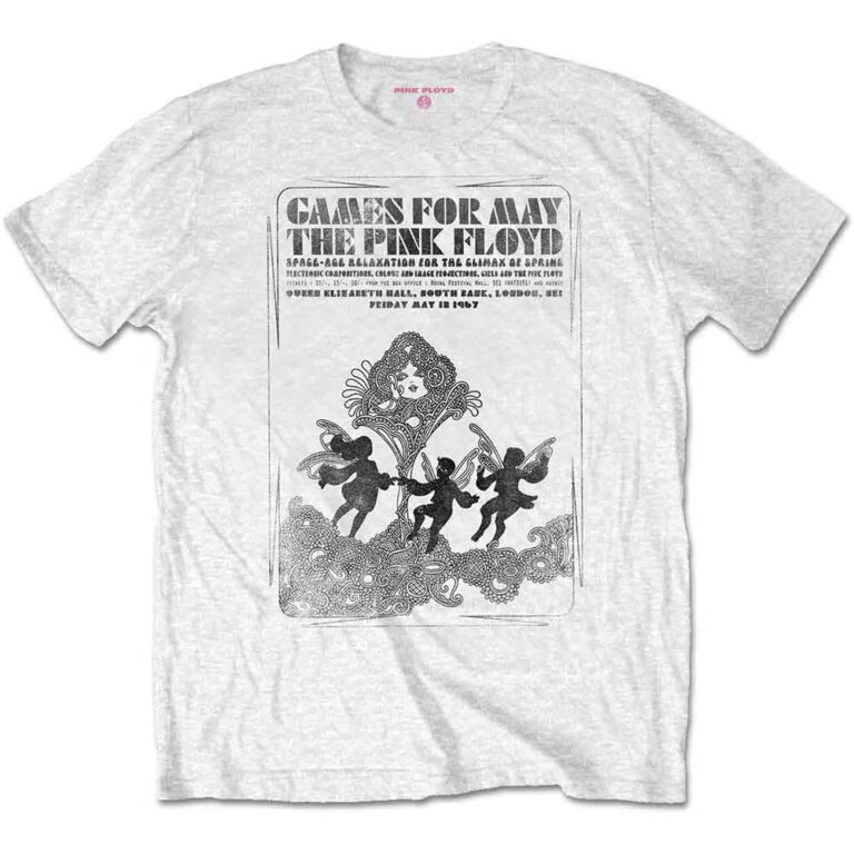 Pink Floyd Games For May B&W White T-Shirt