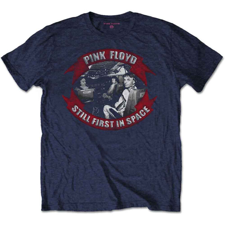 Pink Floyd First In Space Vignette Navy Blue Back Print T-Shirt