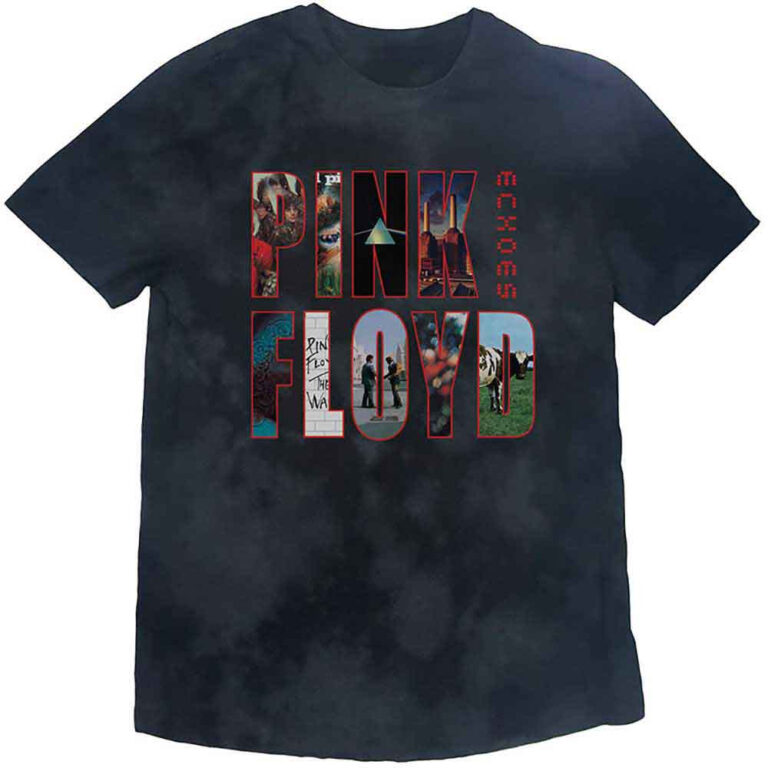 Pink Floyd Echoes Album Montage Dip-Dye On Black Wash Collection T-Shirt
