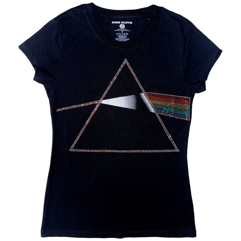 Pink Floyd Dark Side of the Moon Black Embellished Ladies T-Shirt