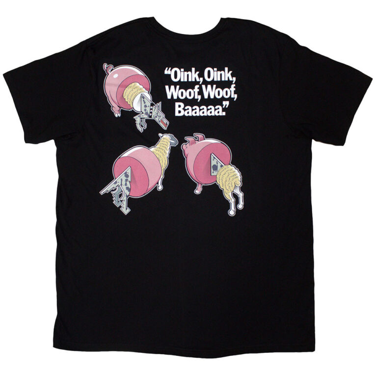 Pink Floyd Animals Cartoons Black Back Print T-Shirt