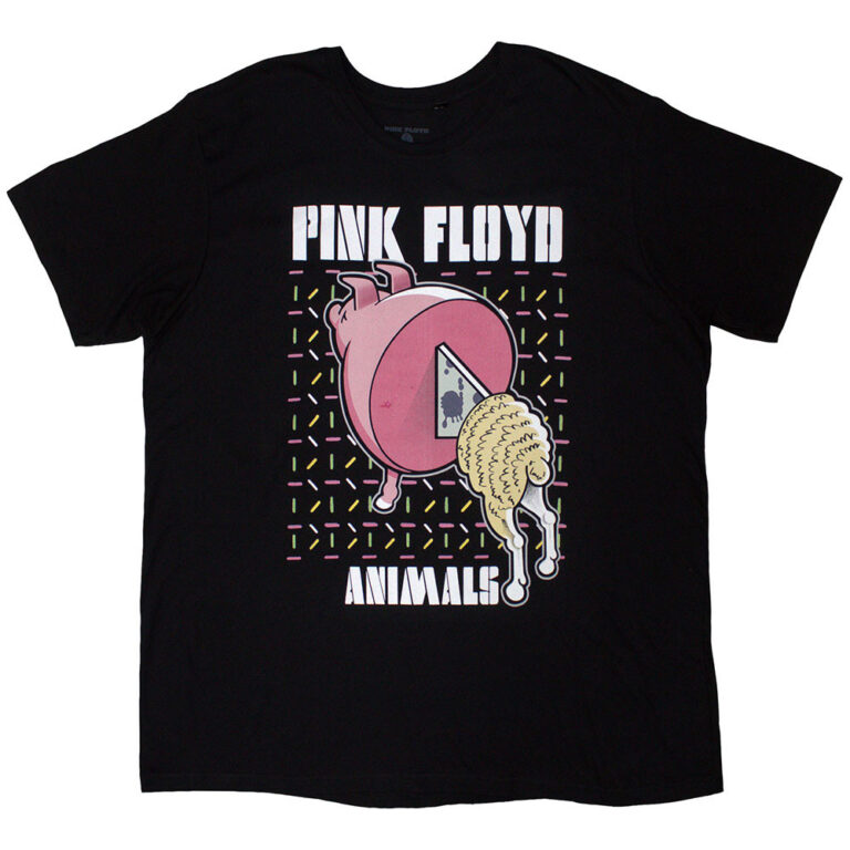 Pink Floyd Animals Cartoons Black Back Print T-Shirt