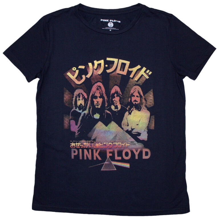 Pink Floyd Japan Poster Navy Blue Ladies T-Shirt