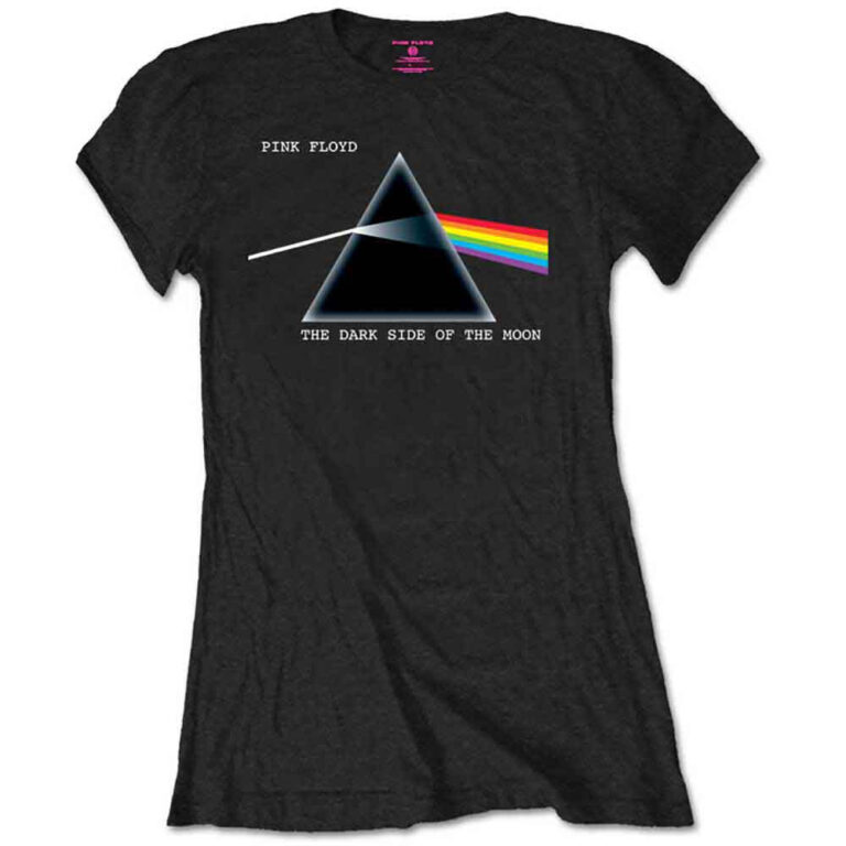 Pink Floyd Dark Side of the Moon Courier Black Ladies T-Shirt