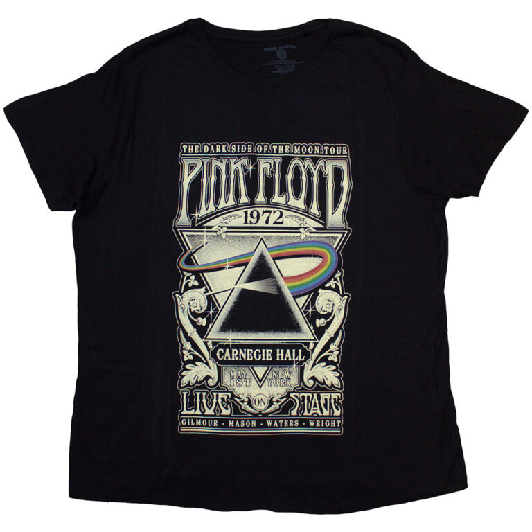 Pink Floyd Carnegie Hall Poster Black Ladies T-Shirt