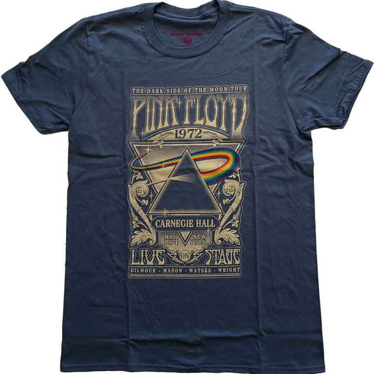 Pink Floyd Carnegie Hall Poster Navy Blue Ladies T-Shirt
