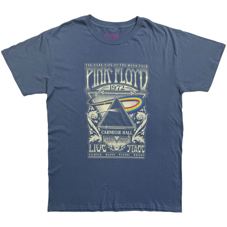 Pink Floyd Carnegie Hall Poster Denim Blue T-Shirt