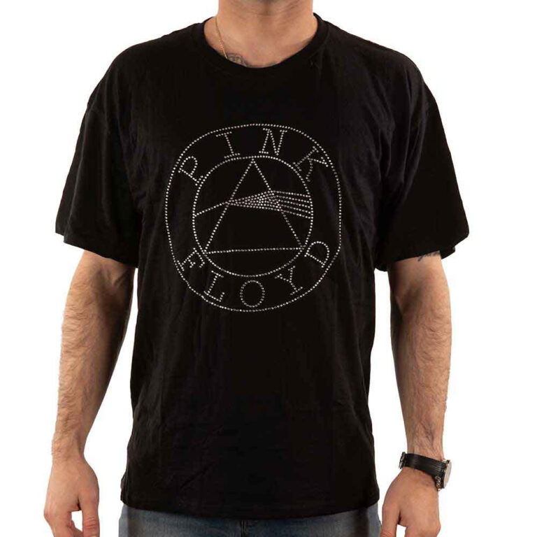 Pink Floyd Circle Logo Black Embellished T-Shirt