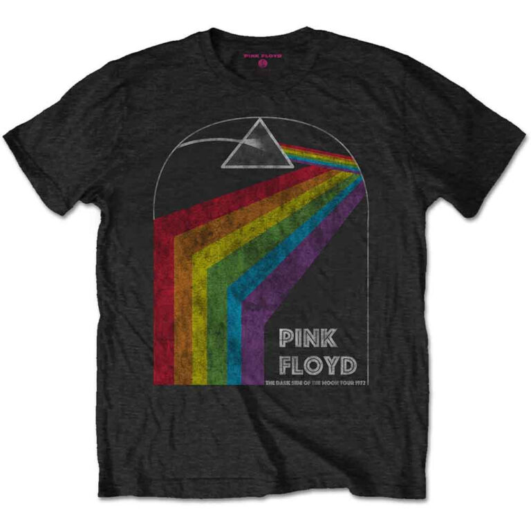 Pink Floyd Dark Side of the Moon 1972 Tour Black Back Print T-Shirt