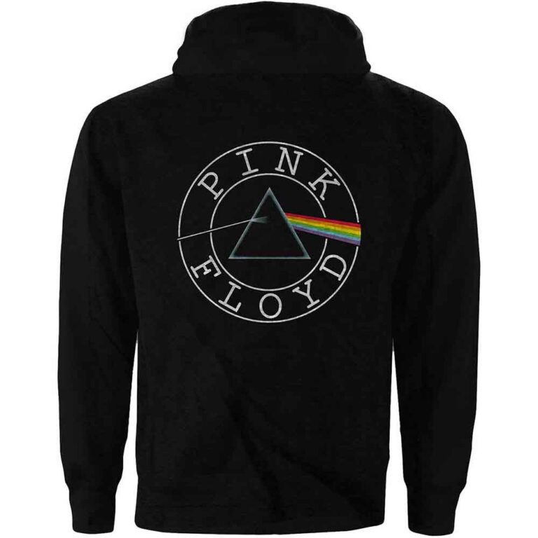 Pink Floyd Circle Logo Black Back Print Ladies Zip Hoodie