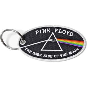 Pink Floyd Patch Dark Side of the Moon Oval White Border Double Sided Keychain