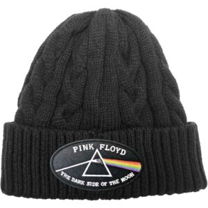 Pink Floyd Unisex The Dark Side of the Moon Black Border Black Cable Knit Beanie Hat
