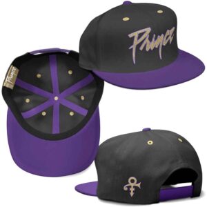 Prince Gold Logo & Symbol Black & Purple Snapback Cap