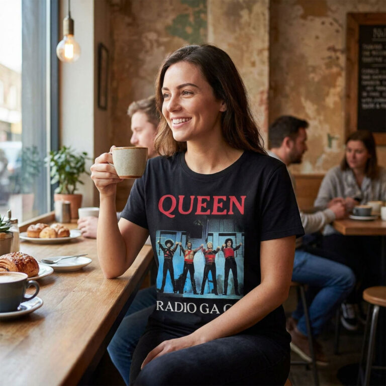 Queen Unisex Premium Carbon T-Shirt: Radio Ga Ga Black T-Shirt