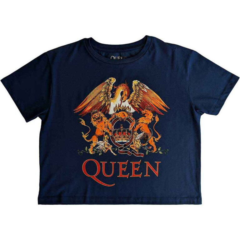 Queen Classic Crest (Denim Blue) Ladies Crop Top