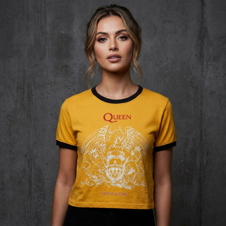 Queen Face It Alone Crest Ladies Crop Top