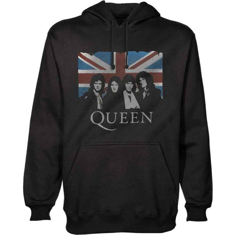 Queen Vintage Union Jack Black Pullover Hoodie