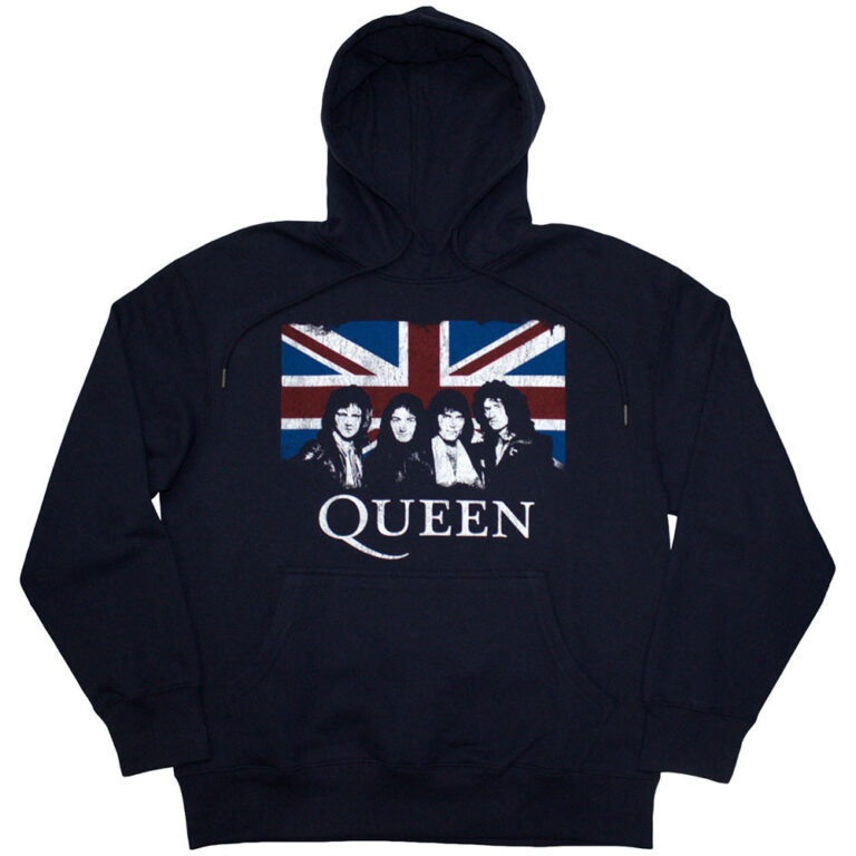 Queen Union Jack Navy Blue Pullover Hoodie