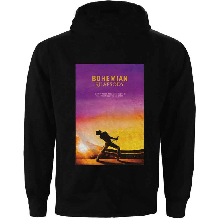 Queen Bohemian Rhapsody Movie Poster Black Back Print LOS Pullover Hoodie