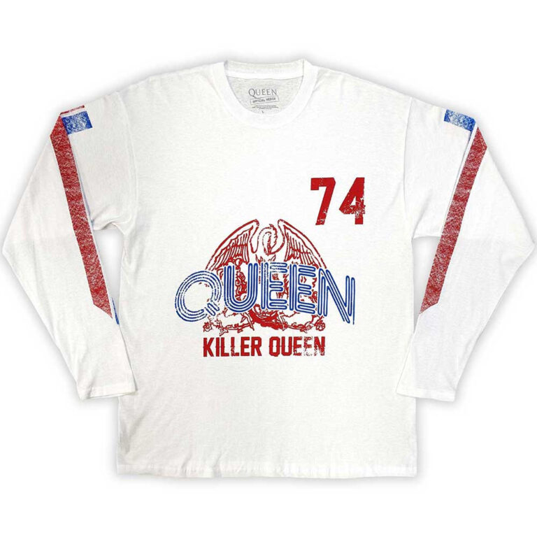Queen Killer Queen ’74 Stripes White Sleeve Print Long Sleeve T-Shirt