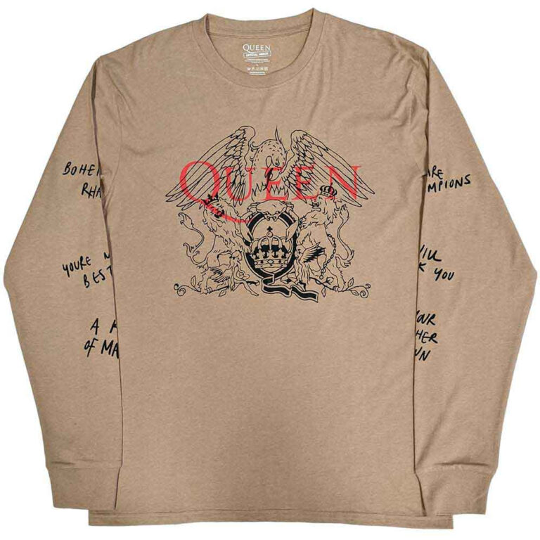 Queen Handwritten Sand Sleeve Print Long Sleeve T-Shirt