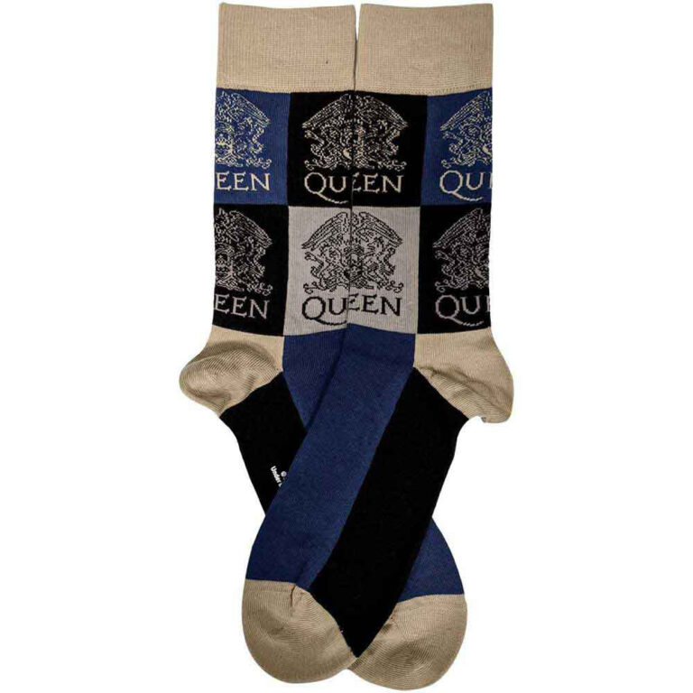 Queen Unisex Crest Blocks Navy Blue UK Size 4 – 7 Socks