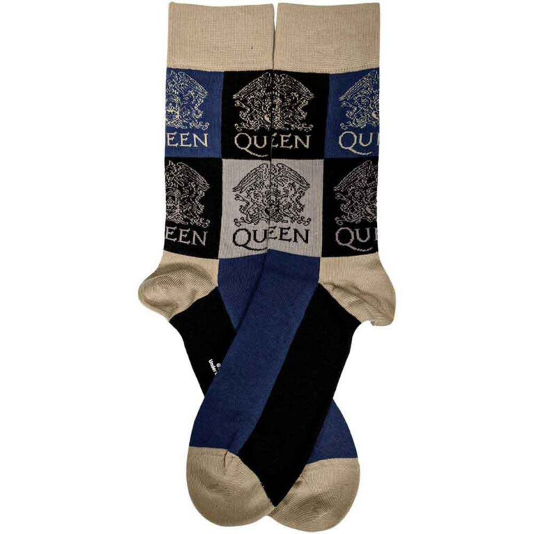 Queen Unisex Crest Blocks Navy Blue UK Size 7 – 11 Socks
